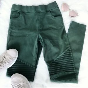 Olive Moto Pocket Jeggings